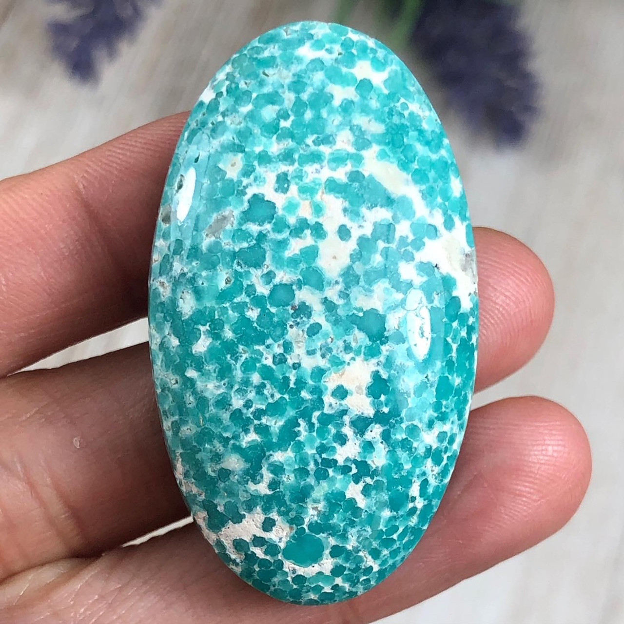 White Water Turquoise Cabochon by Dillon and Nattarika Hartman